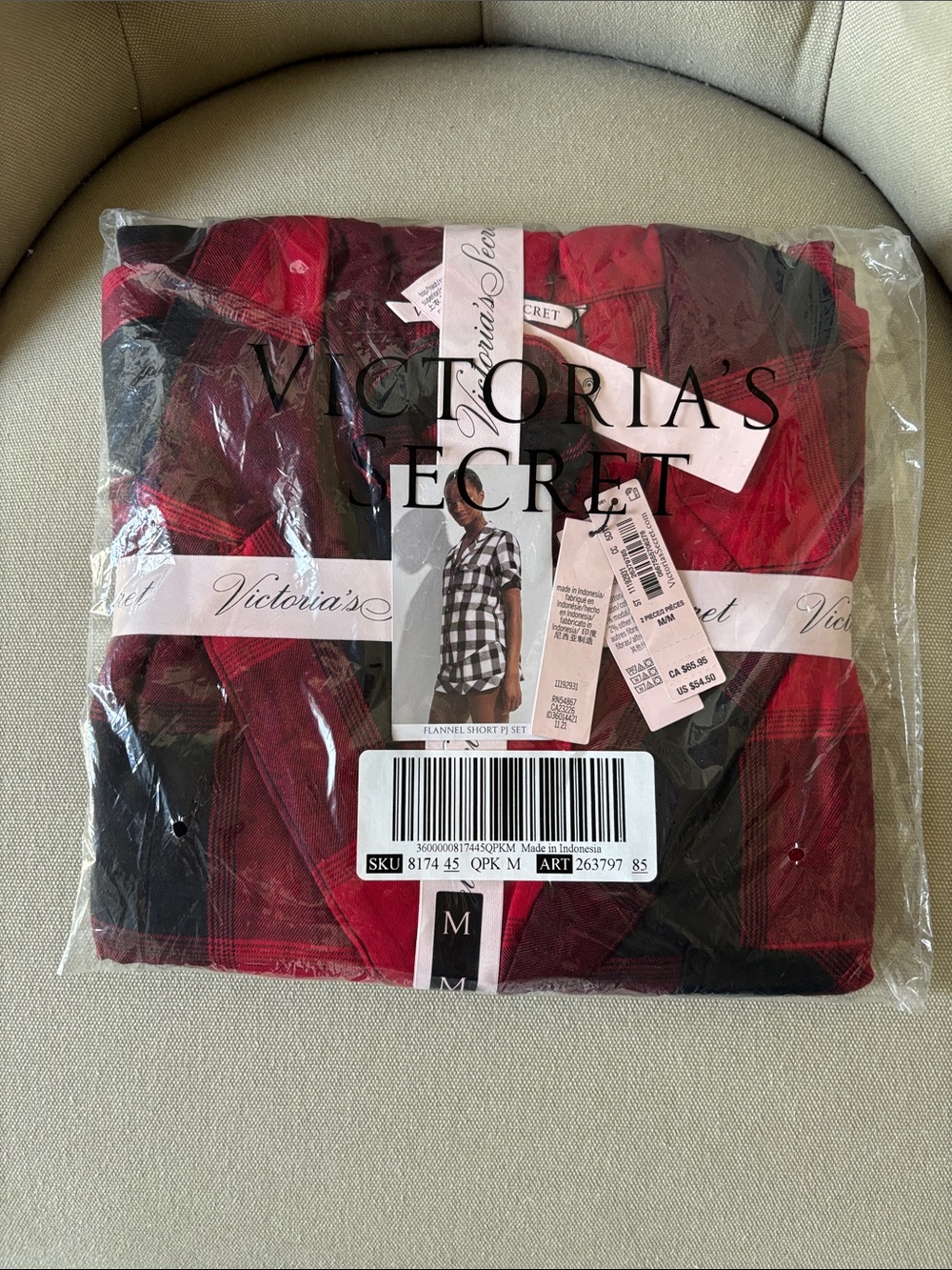 Victoria's Secret Red and Black Plaid Flannel Pajama Set